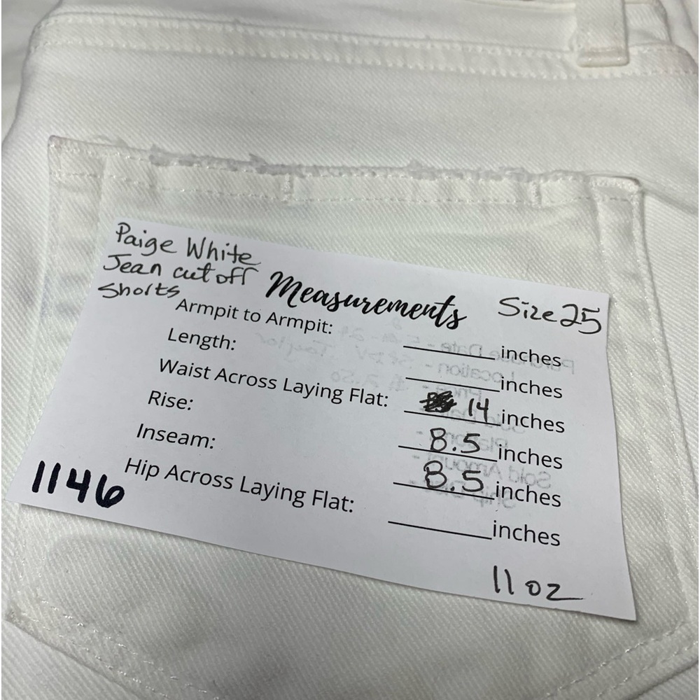 PAIGE DENIM Jax Knee Short cut off edition in crisp white size 25 - Picture 10 of 10